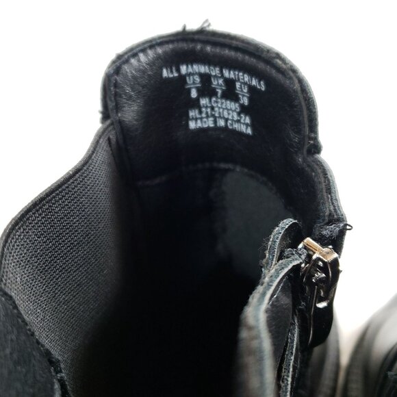 Womens Size 8 Black Chunky Heel Ankle Boots With Buckle Strap - Picture 7 of 9